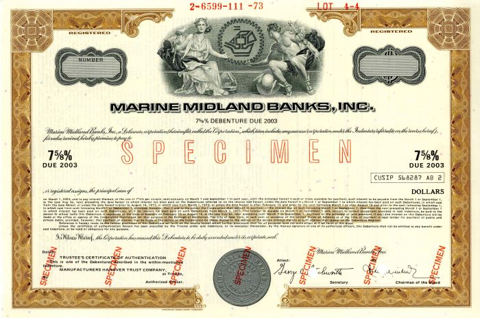 Marine Midland Banks, Inc. - $10,000 - Bond