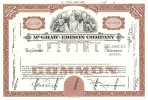 McGraw-Edison Co. - Specimen Stock Certificate - Orange Type Available Only
