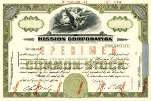 Mission Corporation - Specimen Stock Certificate