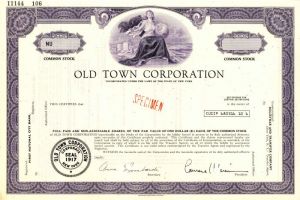 Old Town Corporation - Stock Certificate