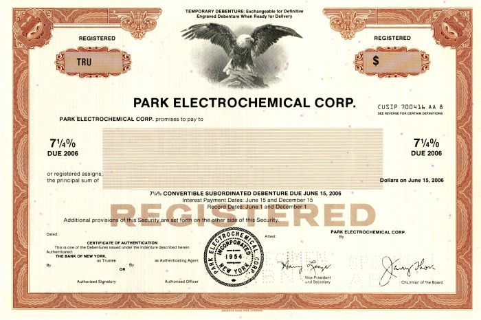 Park Electrochemical Corp. - Bond