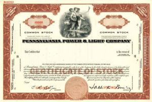 Pennsylvania Power and Light Co. - Stock Certificate