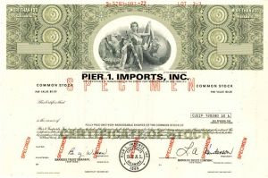 Pier 1. Imports, Inc. - Stock Certificate