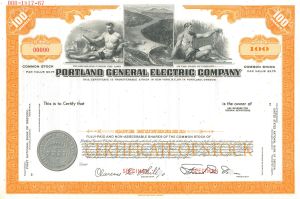 Portland General Electric Co. - Utility Specimen Stock Certificate