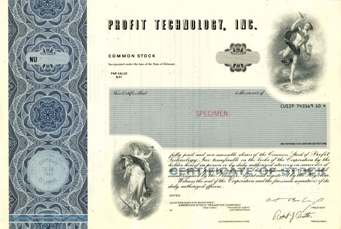 Profit Technology, Inc. - Stock Certificate