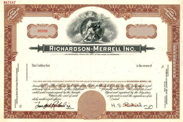 Richardson-Merrell Inc. - Stock Certificate