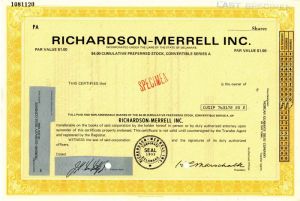 Richardson-Merrell Inc. - Stock Certificate