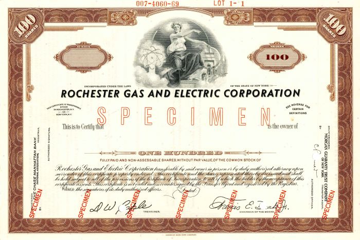 Rochester Gas and Electric Corporation - Stock Certificate