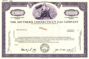 Southern Connecticut Gas Co. - Utility Stock Certificate