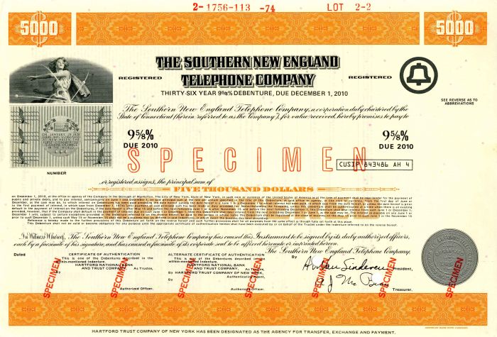 Southern New England Telephone Co. - $5,000 or $1,000 - Bond