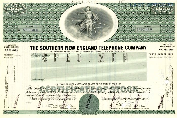 Southern New England Telephone Co. - Stock Certificate