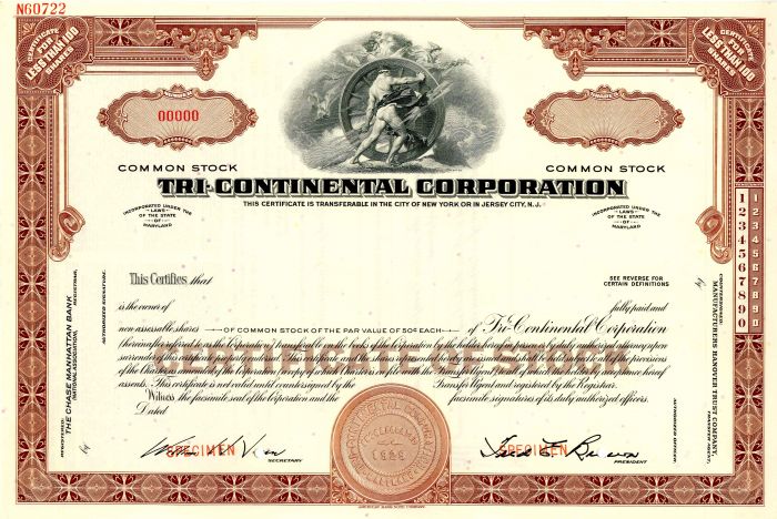 Tri-Continental Corporation - Stock Certificate