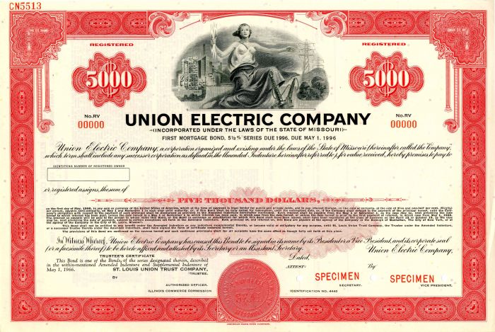 Union Electric Co. - $5,000 - Bond