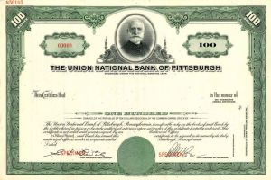 Union National Bank of Pittsburgh - Stock Certificate