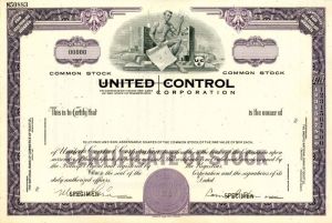 United Control Corporation - Specimen Stock Certificate