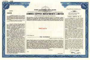 Zambia Copper Investments Limited - Stock Certificate