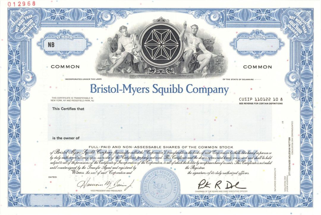 Bristol-Myers Squibb Co. - Specimen Stock Certificate