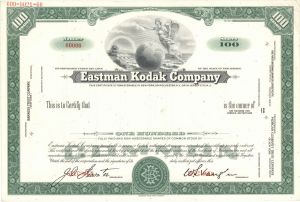 Eastman Kodak Co. - Famous Camera Company Specimen Stock Certificate