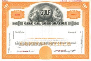 Gulf Oil Corporation - circa 1970's Specimen Stock Certificate