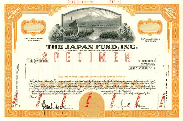 Japan Fund, Inc. - Stock Certificate