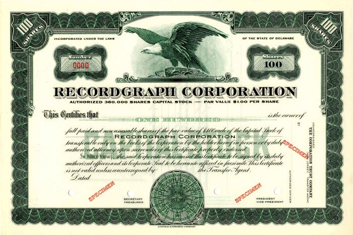 Recordgraph Corporation - Stock Certificate