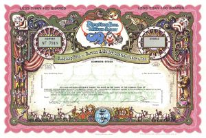 Red Ringling Bros.- Barnum & Bailey Combined Shows, Inc. - Multicolored Specimen Circus Stock Certificate