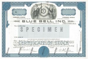 Blue Bell, Inc. - Specimen Stock Certificate - Apparel Company