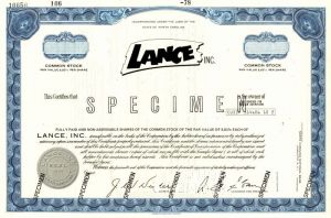 Lance Inc. - Specimen Stock Certificate