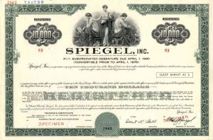 Spiegel, Inc. - Catalog Retailer Company $10,000 Specimen Bond - Circa 1970's