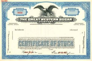 Great Western Sugar Co. - Specimen Stock Certificate