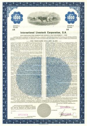International Livestock Corporation, S.A. - $1,000