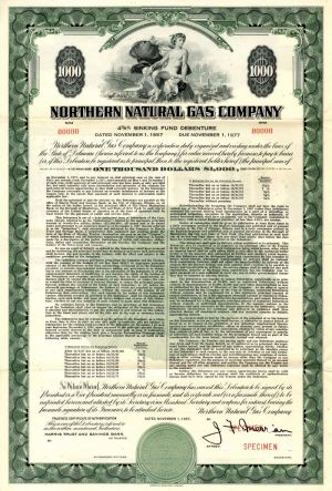 Northern Natural Gas Co. - $1,000 Utility Specimen Bond