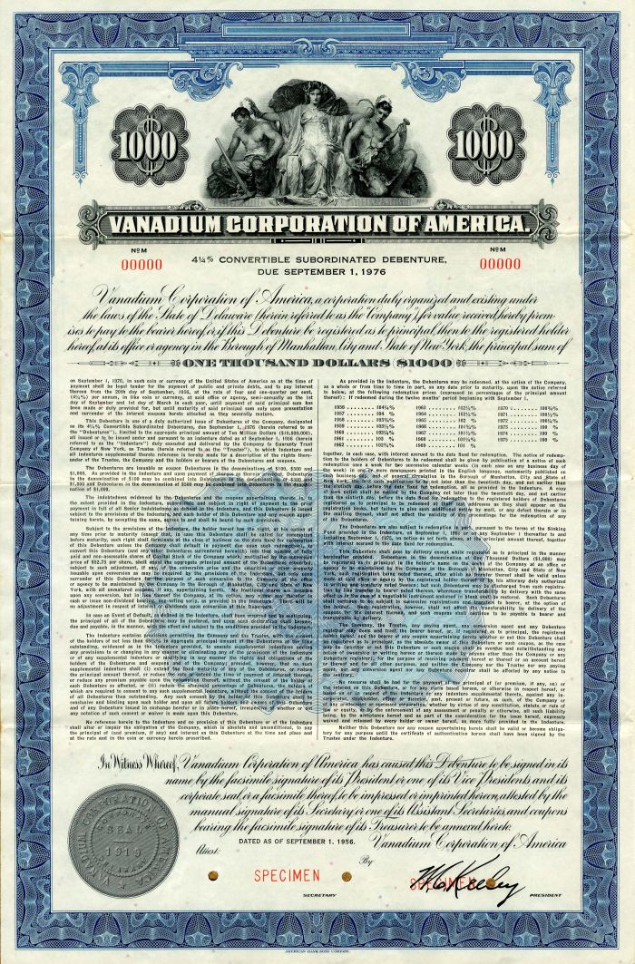 Vanadium Corporation of America - $1,000