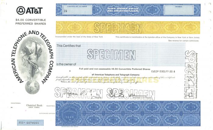 American Telephone and Telegraph Co. - ATandT SPECIMEN