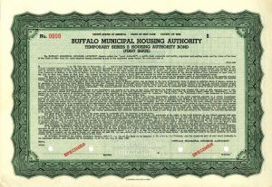 Buffalo Municipal Housing Authority - 1940 dated Specimen Housing Authority Bond