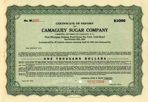 Camaguey Sugar Co. - Cuba Specimen Bond