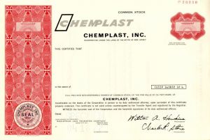 Chemplast, Inc. - Specimen Stock Certificate