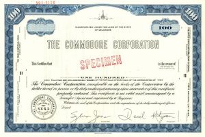 Commodore Corporation - Specimen Stock Certificate