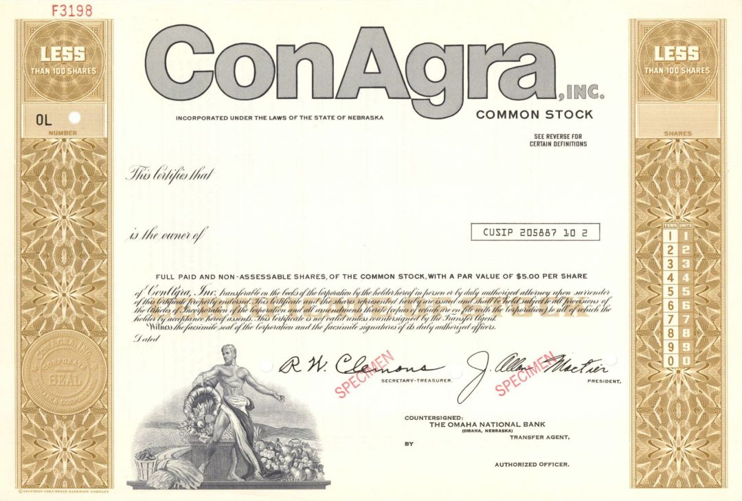 ConAgra, Inc. - Specimen Stock Certificate