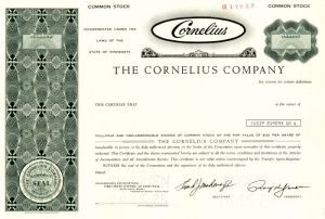 Cornelius Company - Specimen Stock Certificate