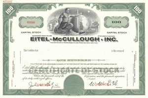 Eitel-McCullough, Inc. - Specimen Stock Certificate
