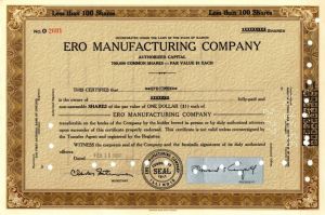 ERO Manufacturing Co. - Automotive Equipment - Specimen Stock Certificate