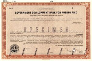 Government Development Bank for Puerto Rico - Specimen Bond