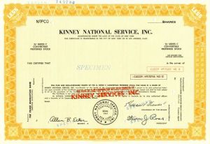Kinney National Service, Inc. - Specimen Stock Certificate