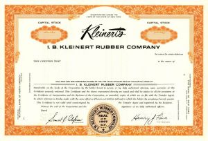 I.B. Kleinert Rubber Co. - Specimen Stock Certificate