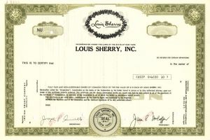 Louis Sherry, Inc. - Specimen Stock Certificate