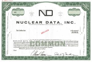 Nuclear Data, Inc. - Specimen Stock Certificate