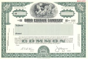 Ohio Edison Co. - 1985 dated Specimen Stock Certificate
