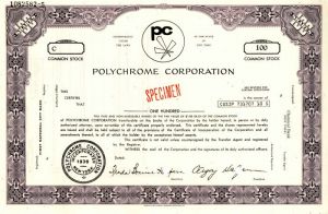 Polychrome Corporation - Specimen Stock Certificate