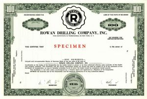 Rowan Drilling Co. Inc. - Offshore Drilling Specimen Stock Certificate